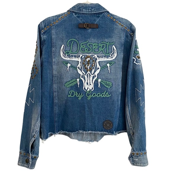Double D Ranch PLUS Boho Western Desert Dry Goods Embroidered Jean Jacket Sz 1X - Picture 8 of 12